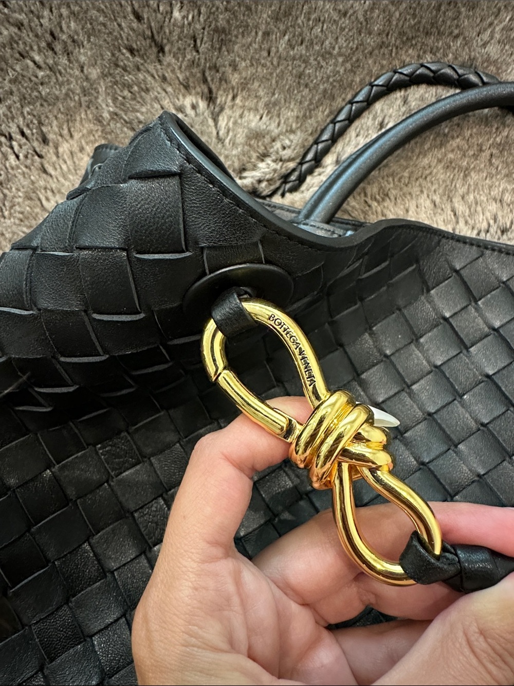 XL Woven Leather “bottega Veneta andiamo” style Tote Bag in Black - Picture 2 of 4